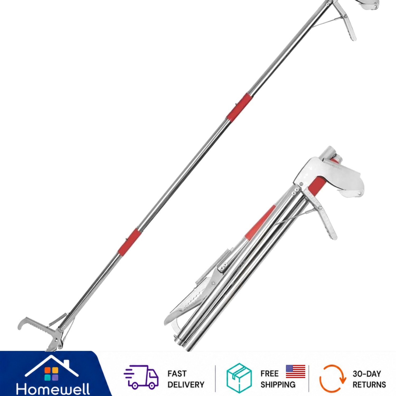 Versatile 50″ Foldable Snake Grabber with Textured Grip for Secure Handling