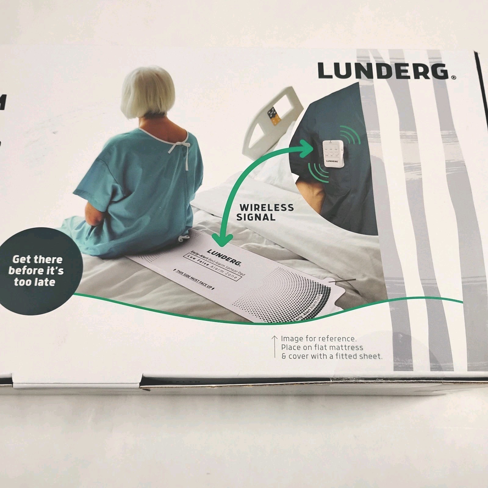 New Early Alert Bed Alarm System With Wireless Sensor Pad and Monitor Lunderg