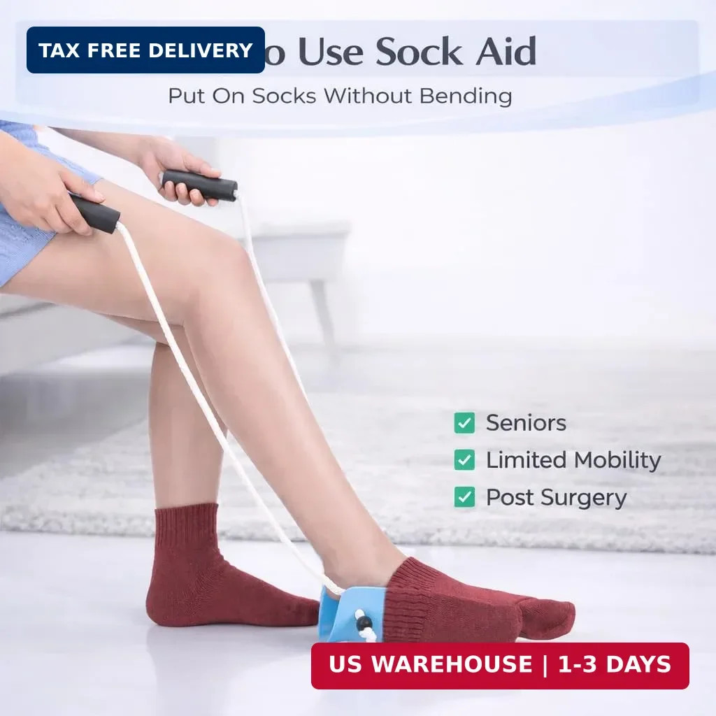 Sock Aid Kit for Seniors – Sock Puller, Leg Lifter Strap & Car Door Handle, Easy