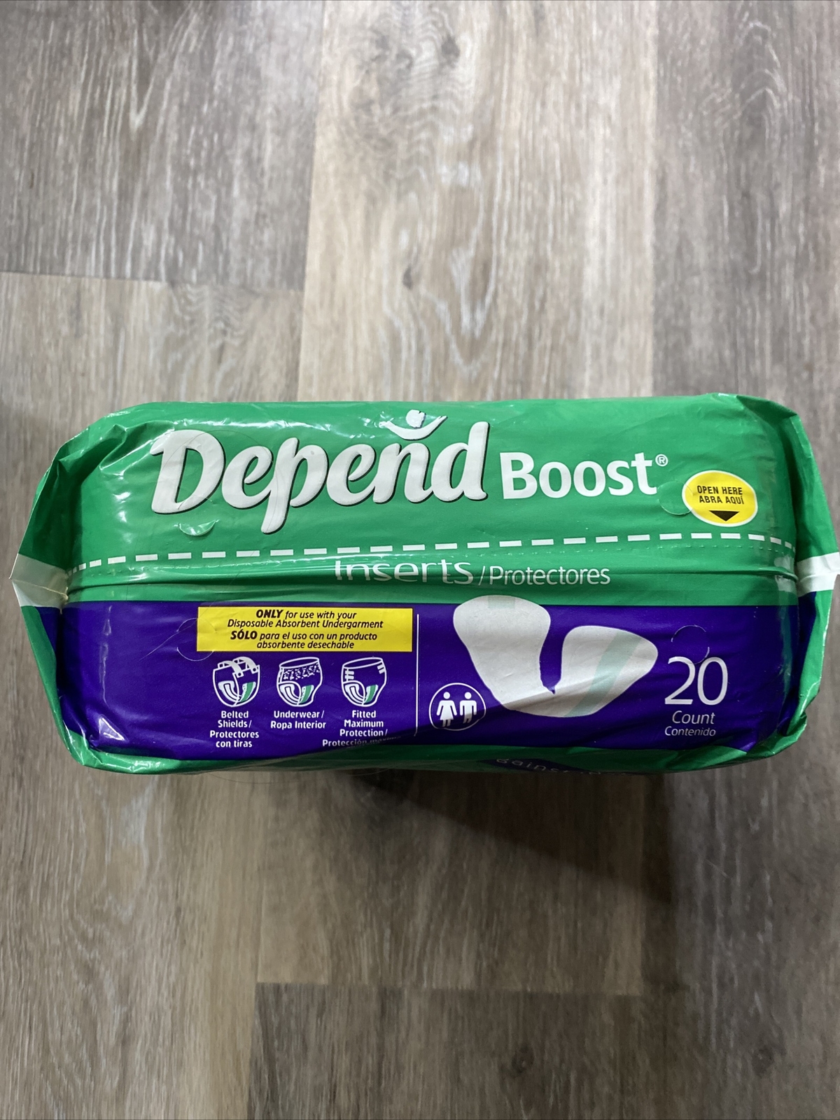 Depend Boost Inserts, 20 Count NEW open package Year 2003