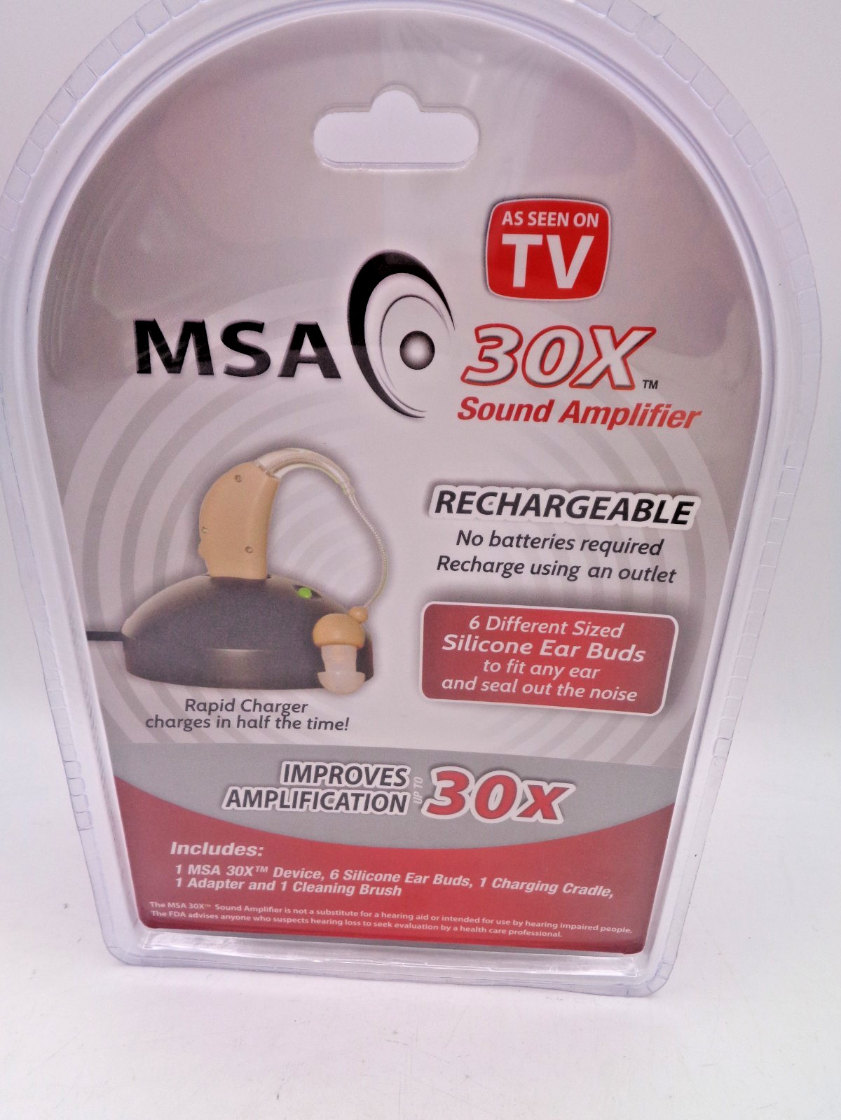 MSA 30X Sound Amplifier Rechargeable Hearing Device NEW As Seen On TV