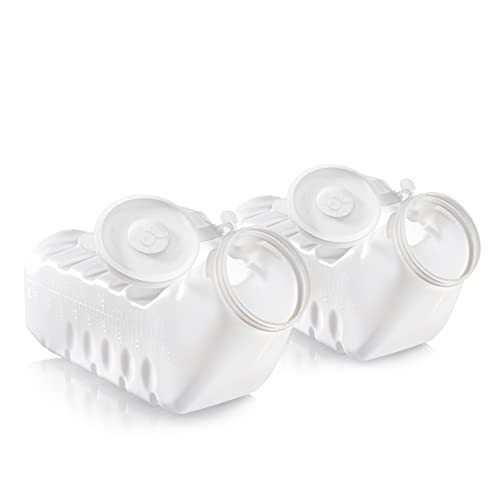 2 Pack Portable Male Urinal Bottle with Lids for Travel Emergency Hospital
