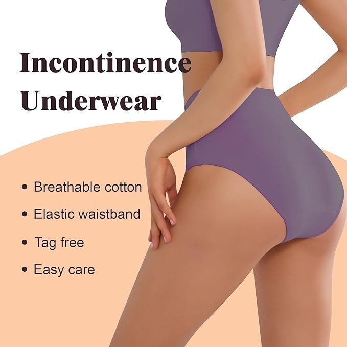 IRISMORII Womens Washable Incontinence Underwear Leak Proof Briefs Size M Cherry