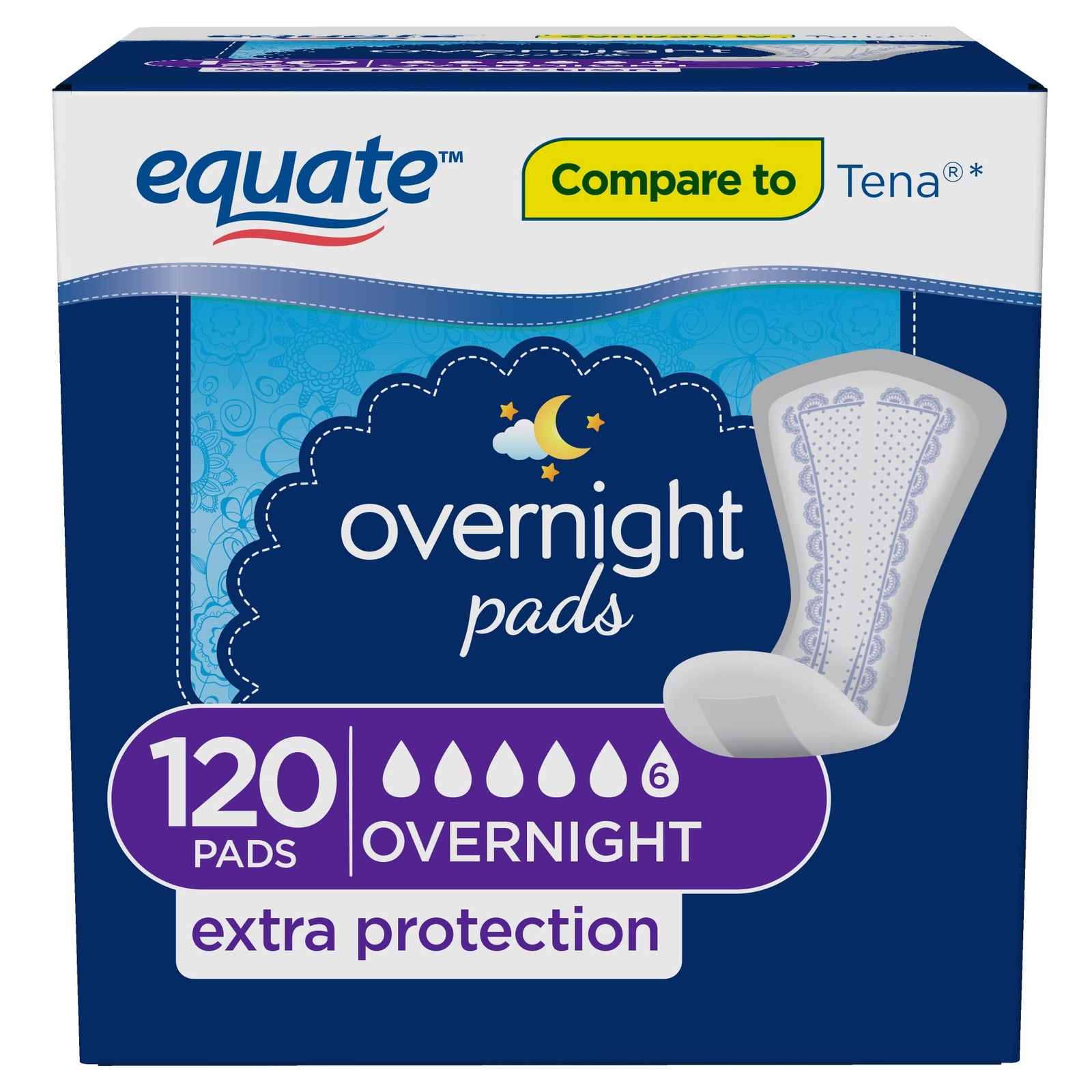 Options Women’s Incontinence Pads, Unscented, Overnight (120 Count)