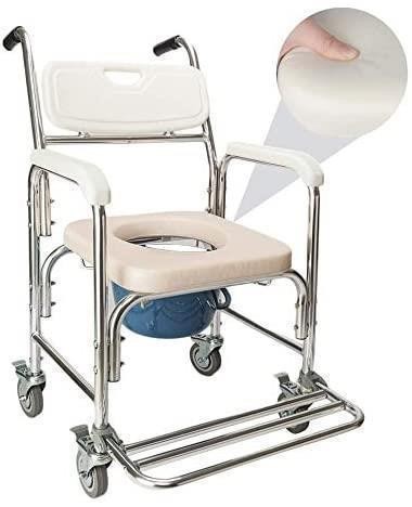 Mobility Durable Waterproof Shower Accessible Transport Commode Medical Rolling