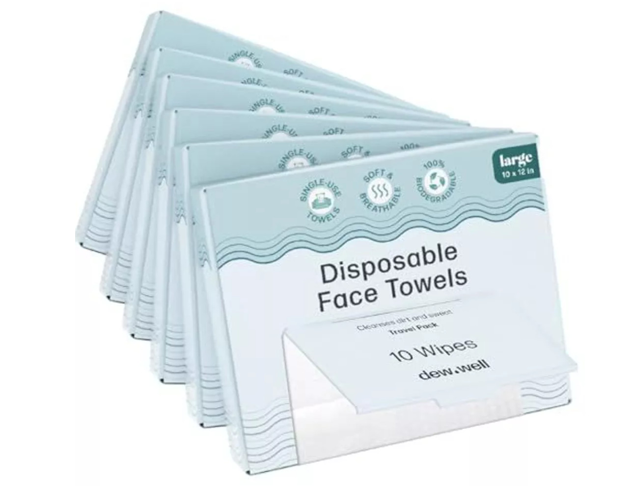 Large Disposable Face Towels – 120 Towelettes Total (12 Boxes) – Single use