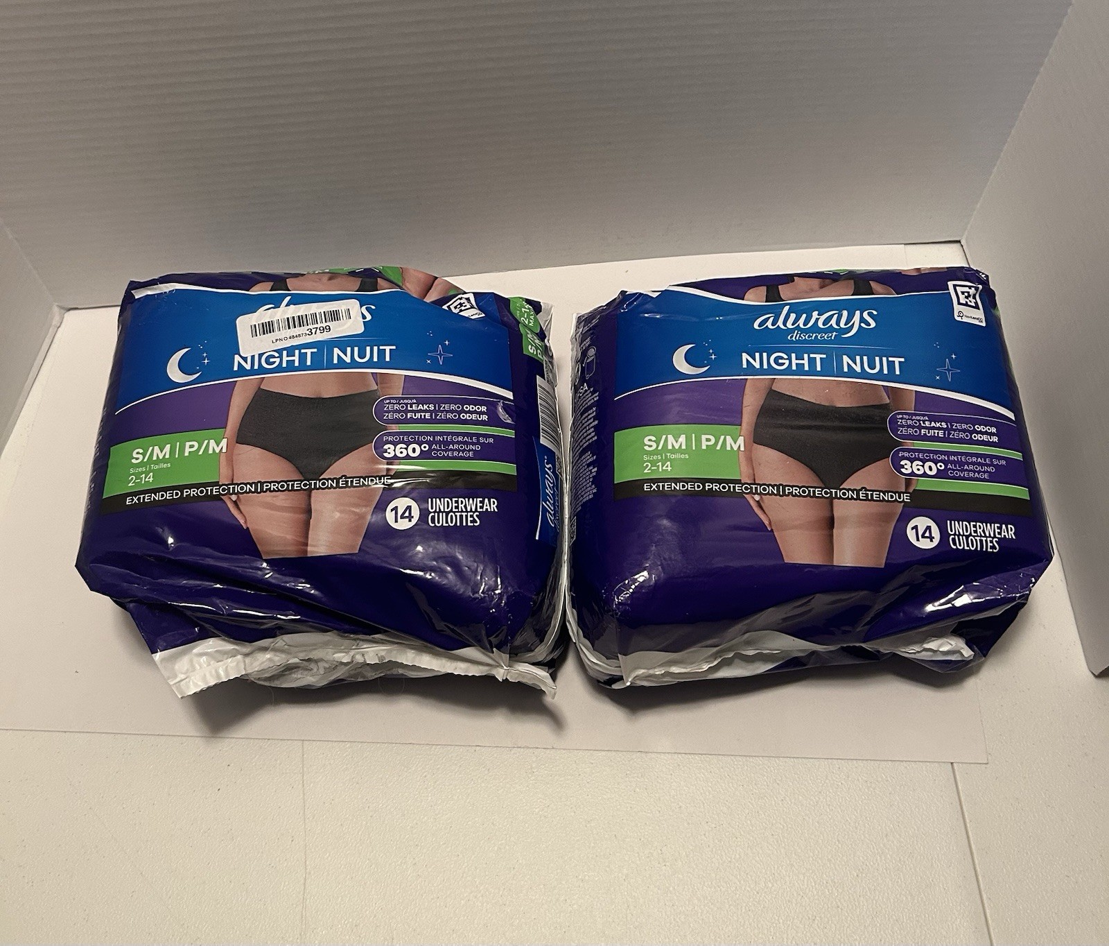 28 Count Always Discreet Night Womens Incontinence Underwear Panty Small Medium