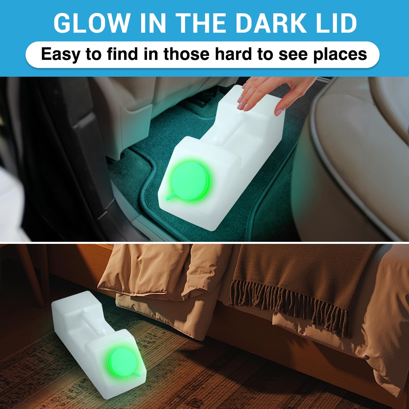 Tilcare Portable Urinals for Men Spill Proof Nighttime Glow in 1 Pack, White