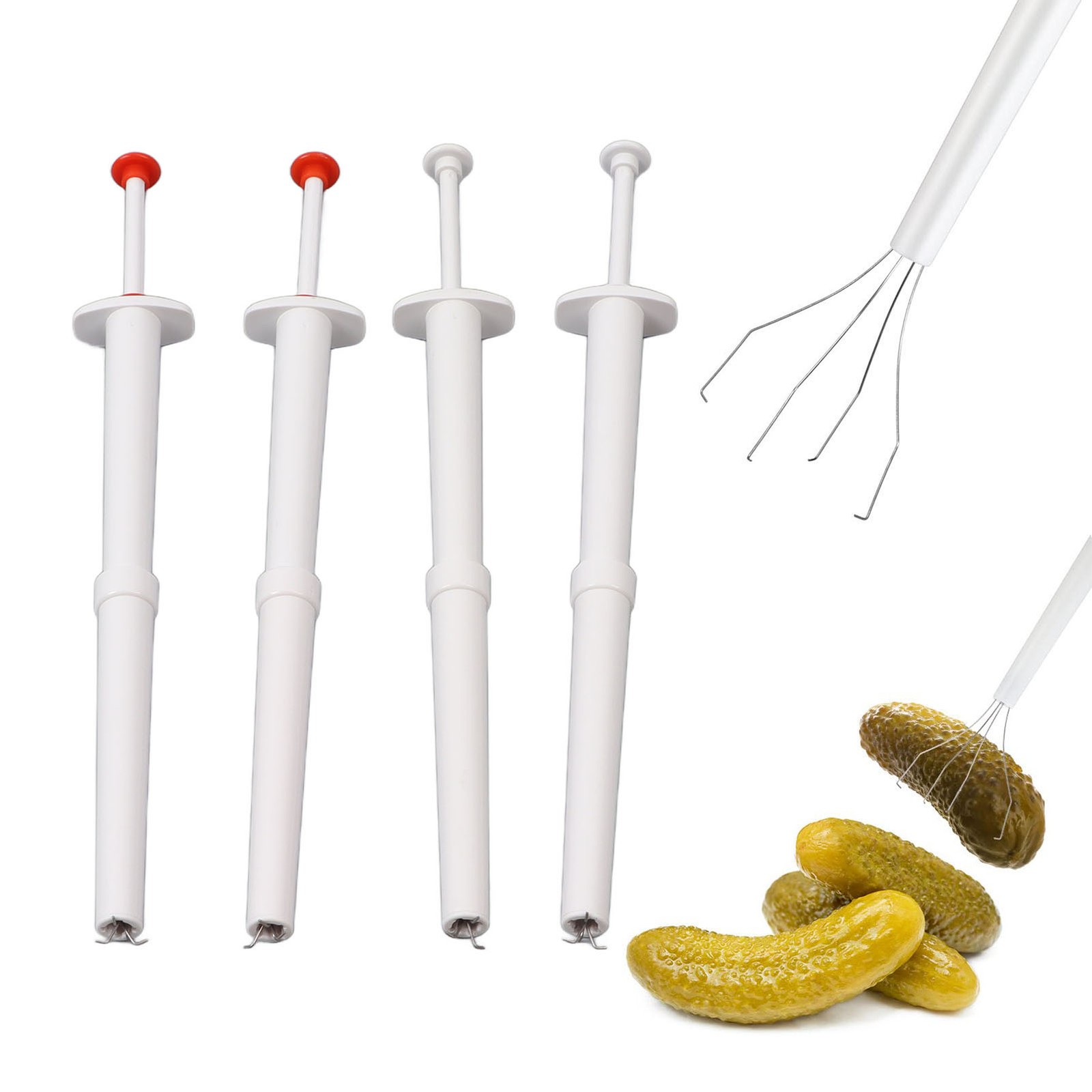 4Pcs Pickle Picker Flexible Stainless Steel Claws Olive Pepper Grabber For