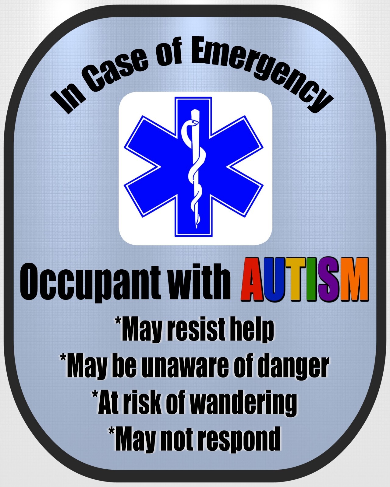 Autism Non-verbal Seat Belt Cover and Window Decal Set Royal Blue