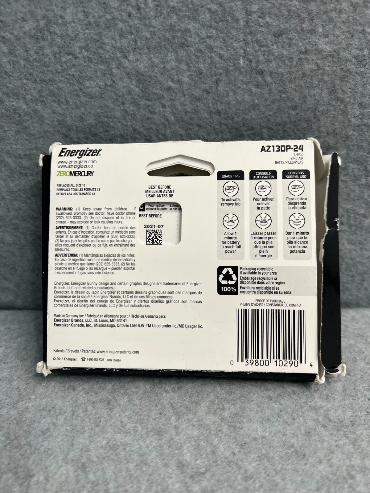 Lot of 2 Energizer EZ Turn & Lock Size 13 Hearing Aid Batteries, 24-Pack 07/2021