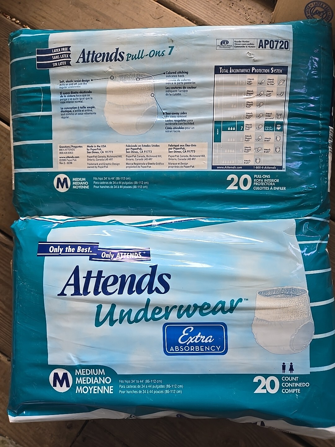 ATTENDS 2 PK 20 EA Medium Adult Pull-On Extra Absorbency Protective Underwear