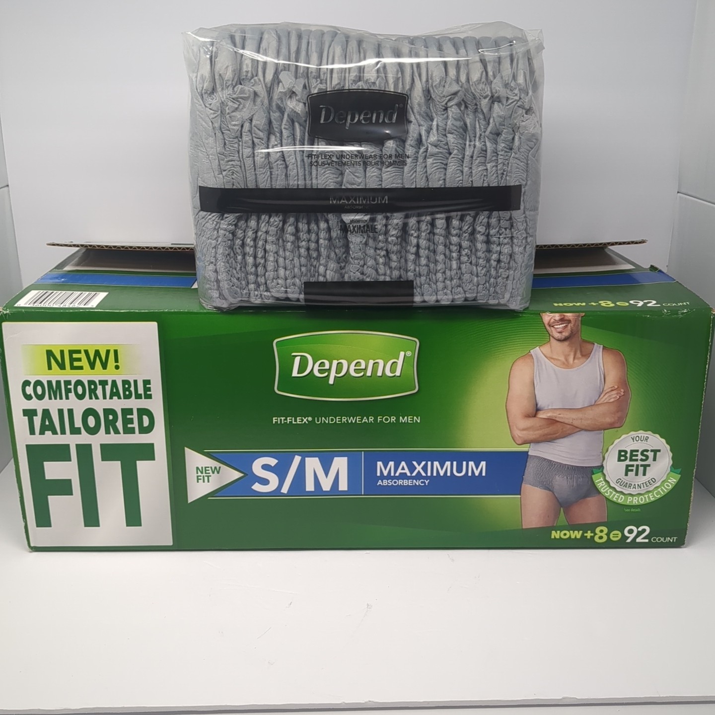 Depend Fit-Flex Mens Underwear S/M 23 Count Maximum Absorbency Disposable Briefs