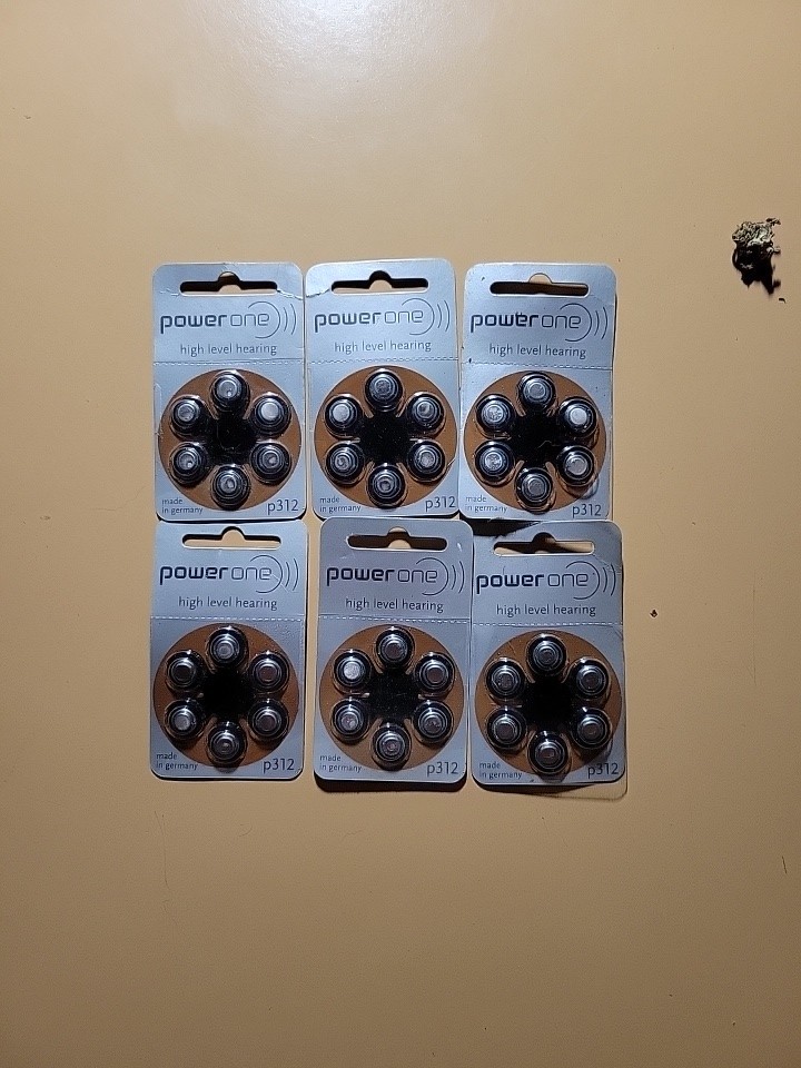 Power One Size P312/PR41 Hearing Aid Batteries Bundle Of 6 Packs Exp 05/2022