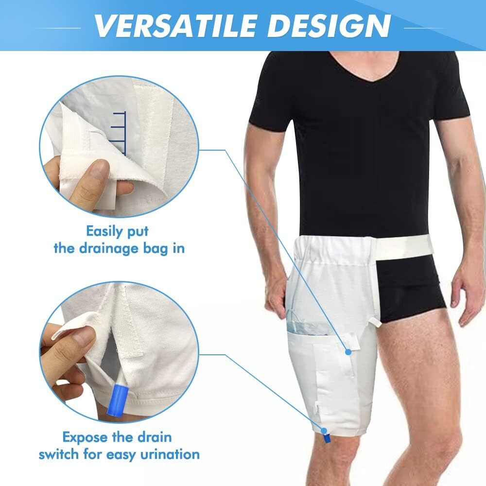 Catheter Leg Bag Holder Cover with Foley Stabilizer Urostomy Drainage Underwear