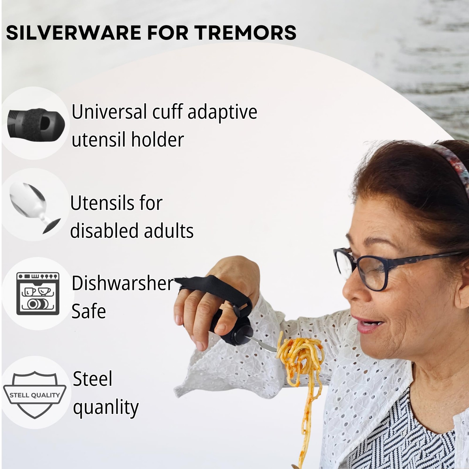Adaptive Eating Utensils Universal Cuff Holder Disability Aid Cutlery 6 PCS