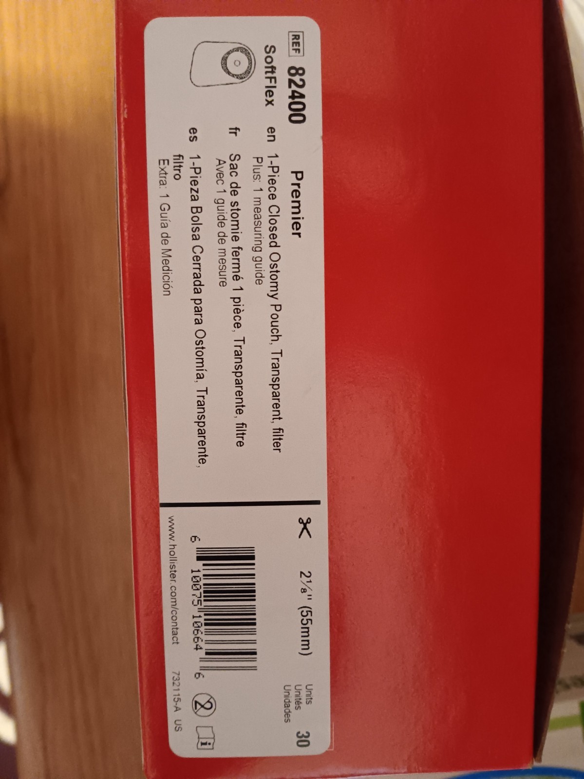 Hollister 82400 Ostomy Pouch Closed End Flat 1 piece 30 pouches