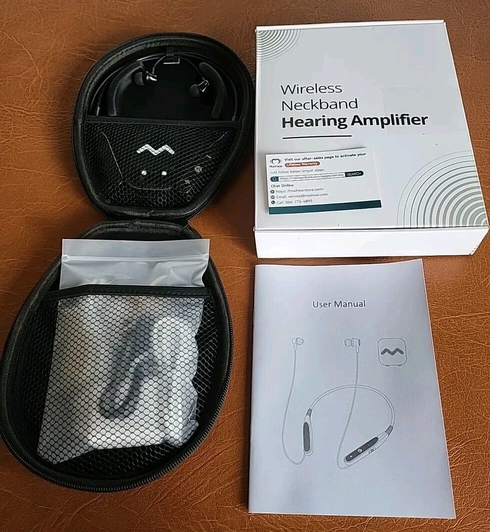 Maihear Rechargeable Hearing Amplifier/Aids Wireless Neckband Headphones BW20