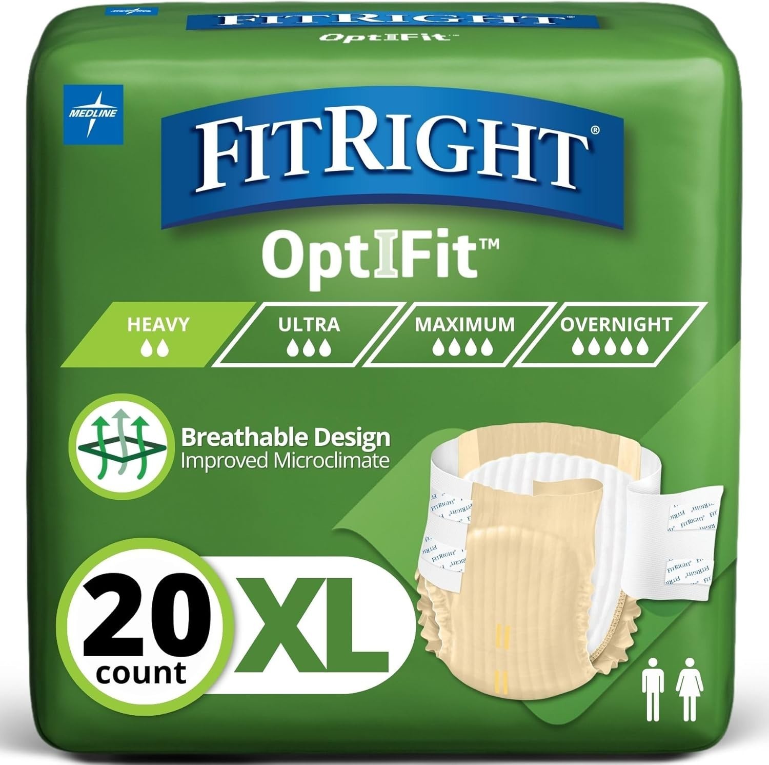 XL Adult Incontinence Briefs with Tabs – 20 Count, Moderate Absorbency