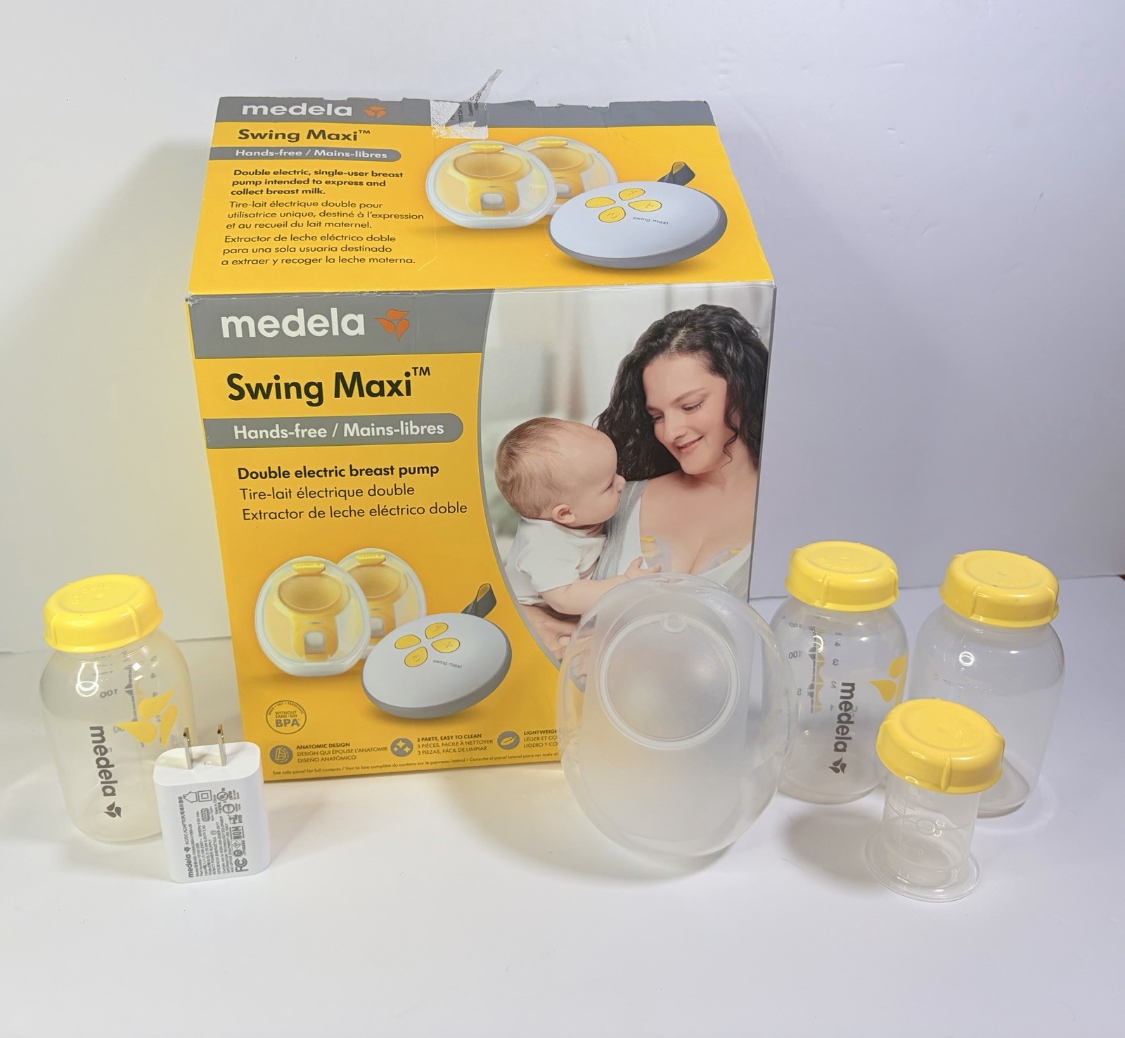 Medela Swing Maxi Hands-Free Double Electric Breast Pump W/ Bottles *READ*