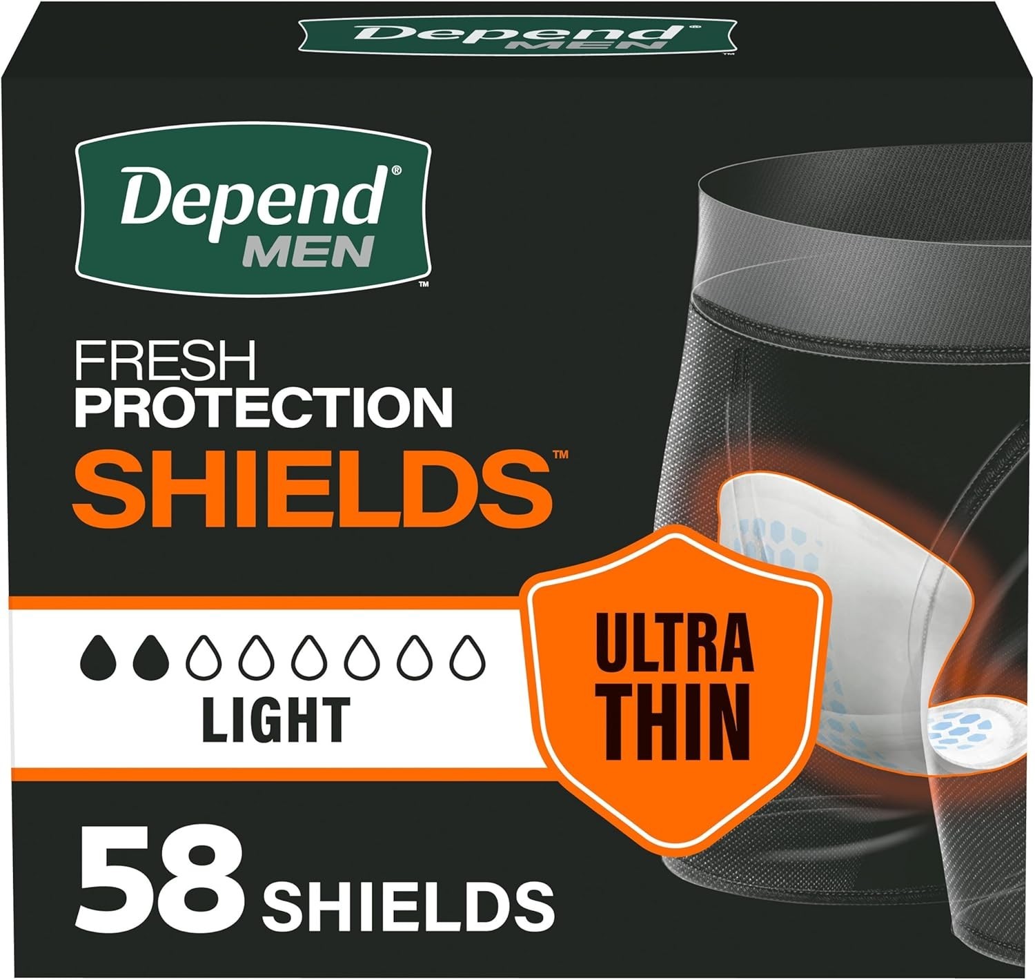 Depend Men Shields Light Absorbency Incontinence Pads Guards All Pack Sizes