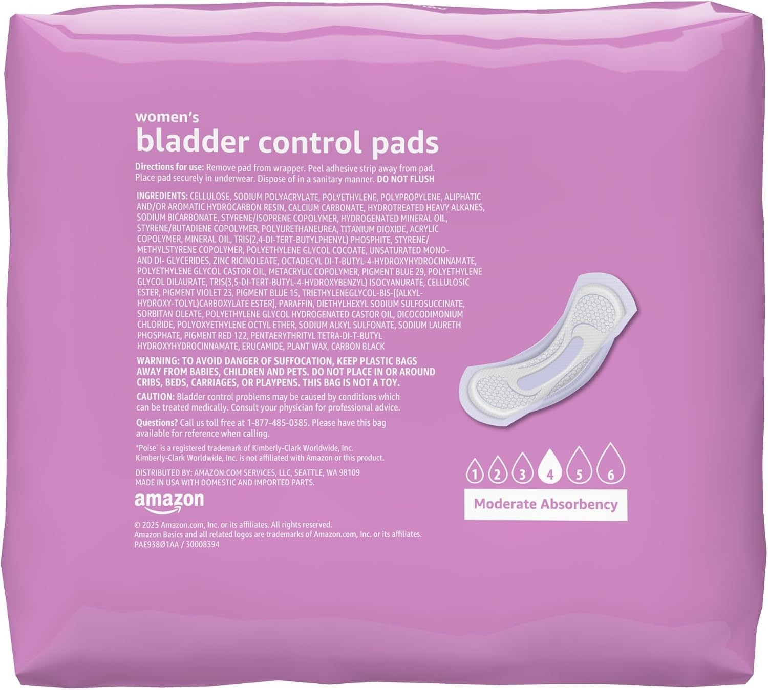 Unscented Cotton Incontinence Pads – Postpartum & Bladder Control, 108 Count