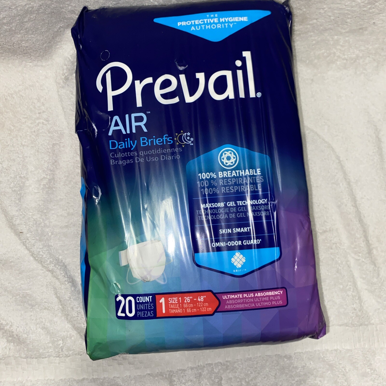 PREVAIL Per-Fit 360 Adult Daily Briefs Size 1 (26″-48″) 20 Count
