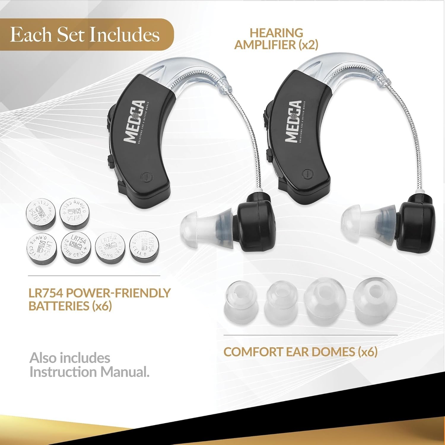 Digital Hearing Amplifier for Both Ears, Adjustable Noise Reduction Feature