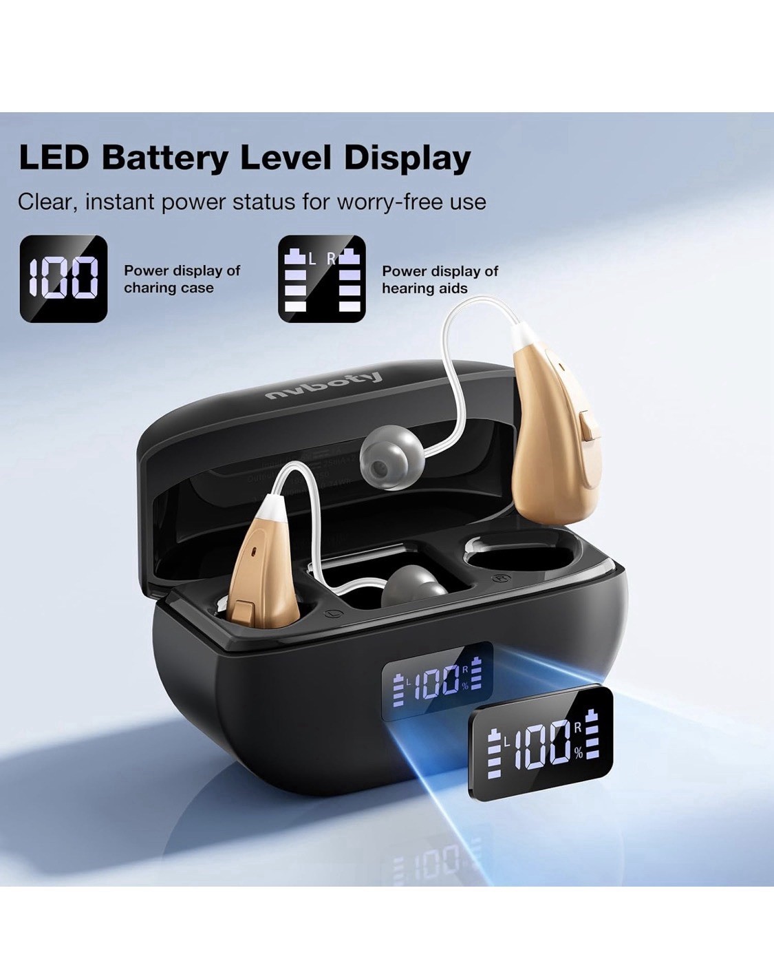 NVBOTY K06 Hearing Aids Hearing Aids for Seniors Noise Cancelling NEW OPEN BOX