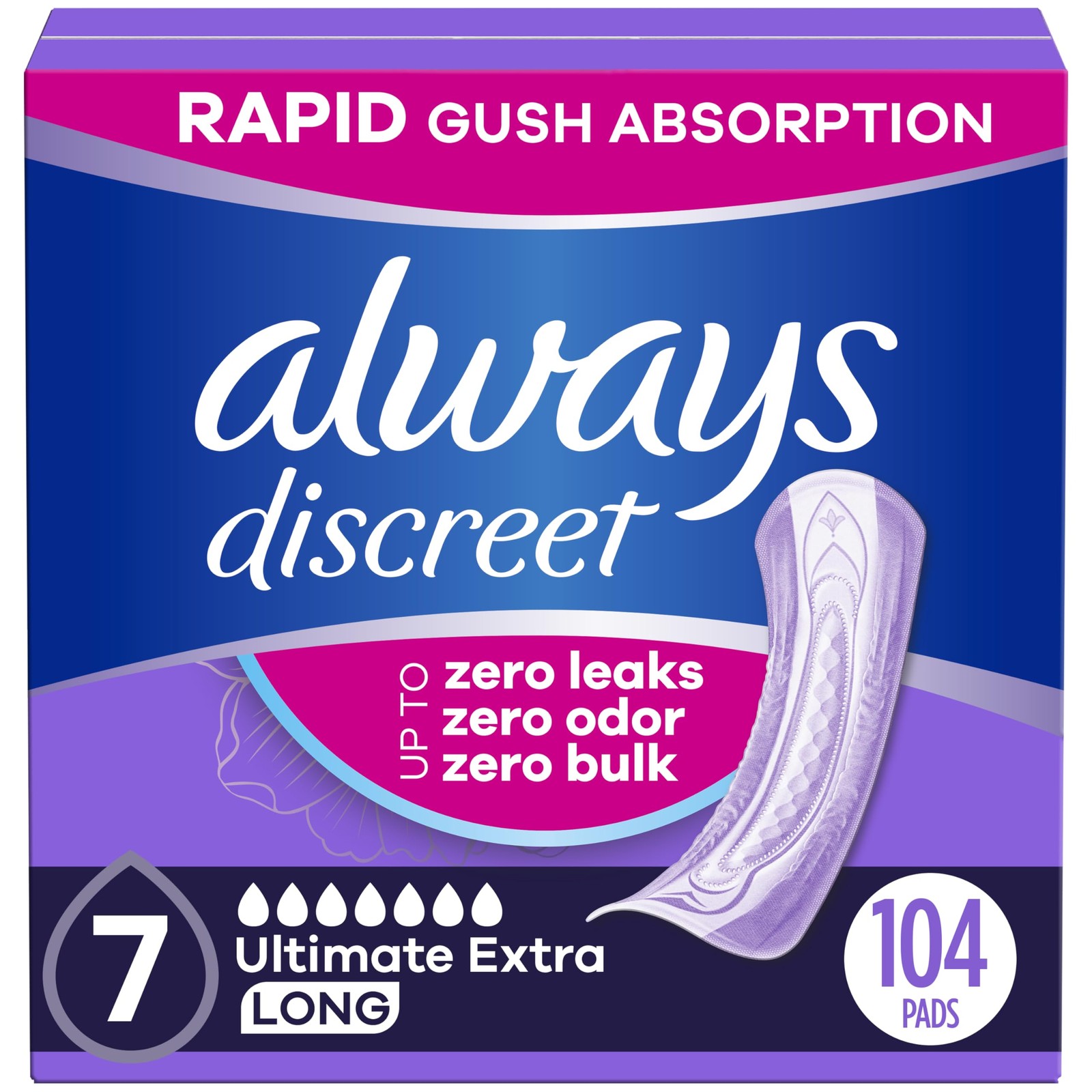 Adult Incontinence Pads for Women, Ultimate Extra Absorbency, Long Length, Po…