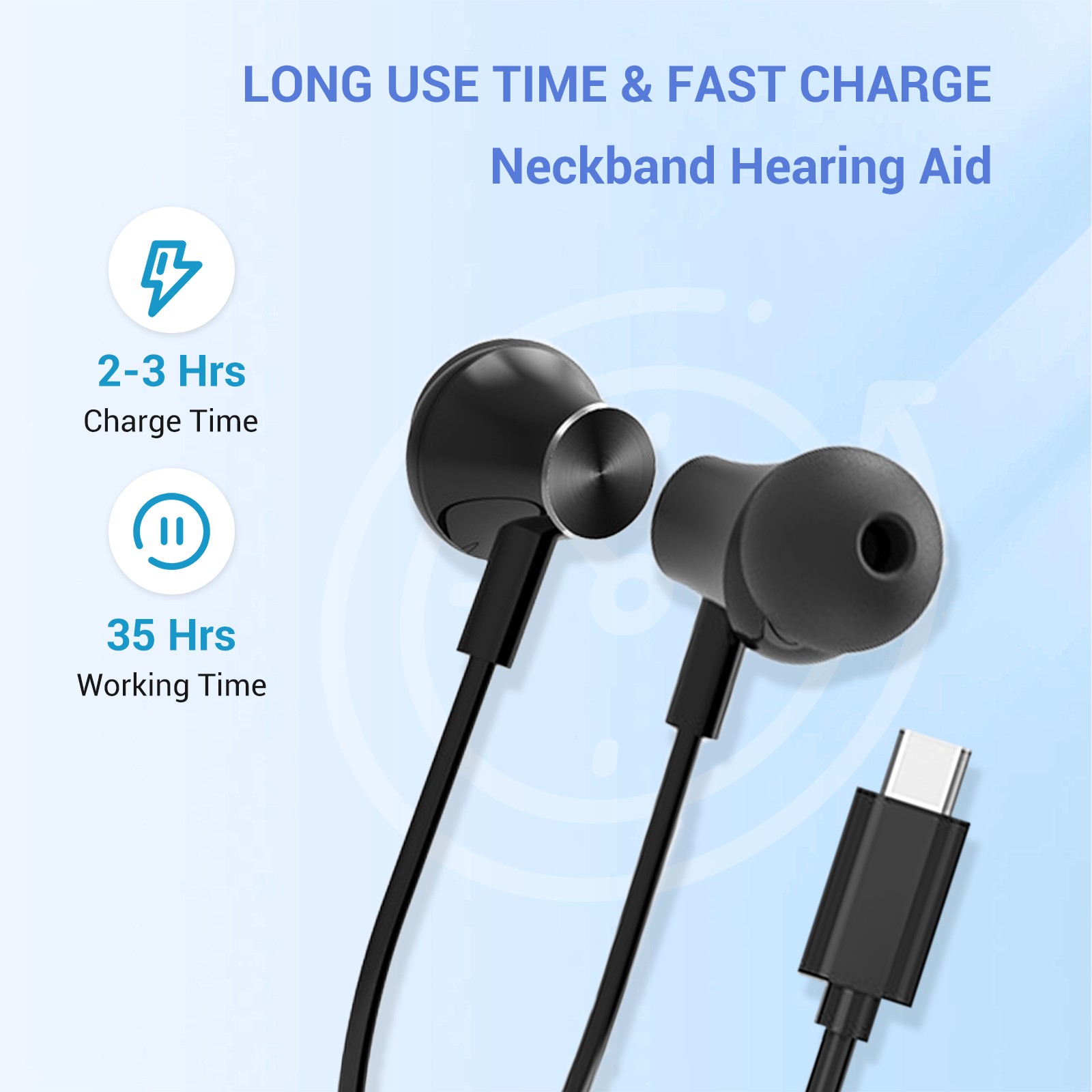 OTC Neckband Hearing Aids for Seniors Severe Noise Reduction & Tinnitus Mask