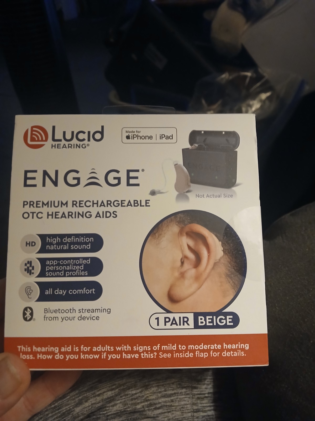 Lucid Engage Premium OTC Hearing Aids W/Bluetooth For Android – Beige BRAND NEW