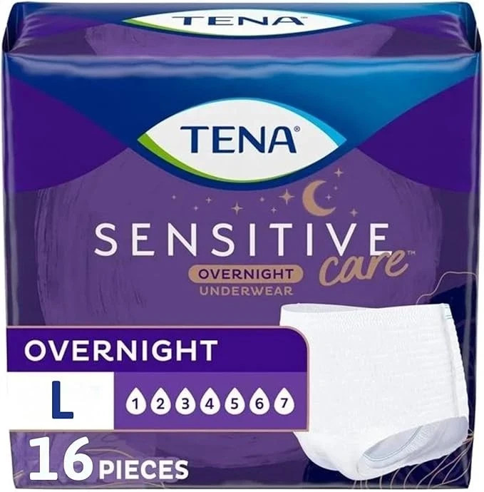 Tena Sensitive Care Overnight Incontinence Underwear for Women Large 16 count