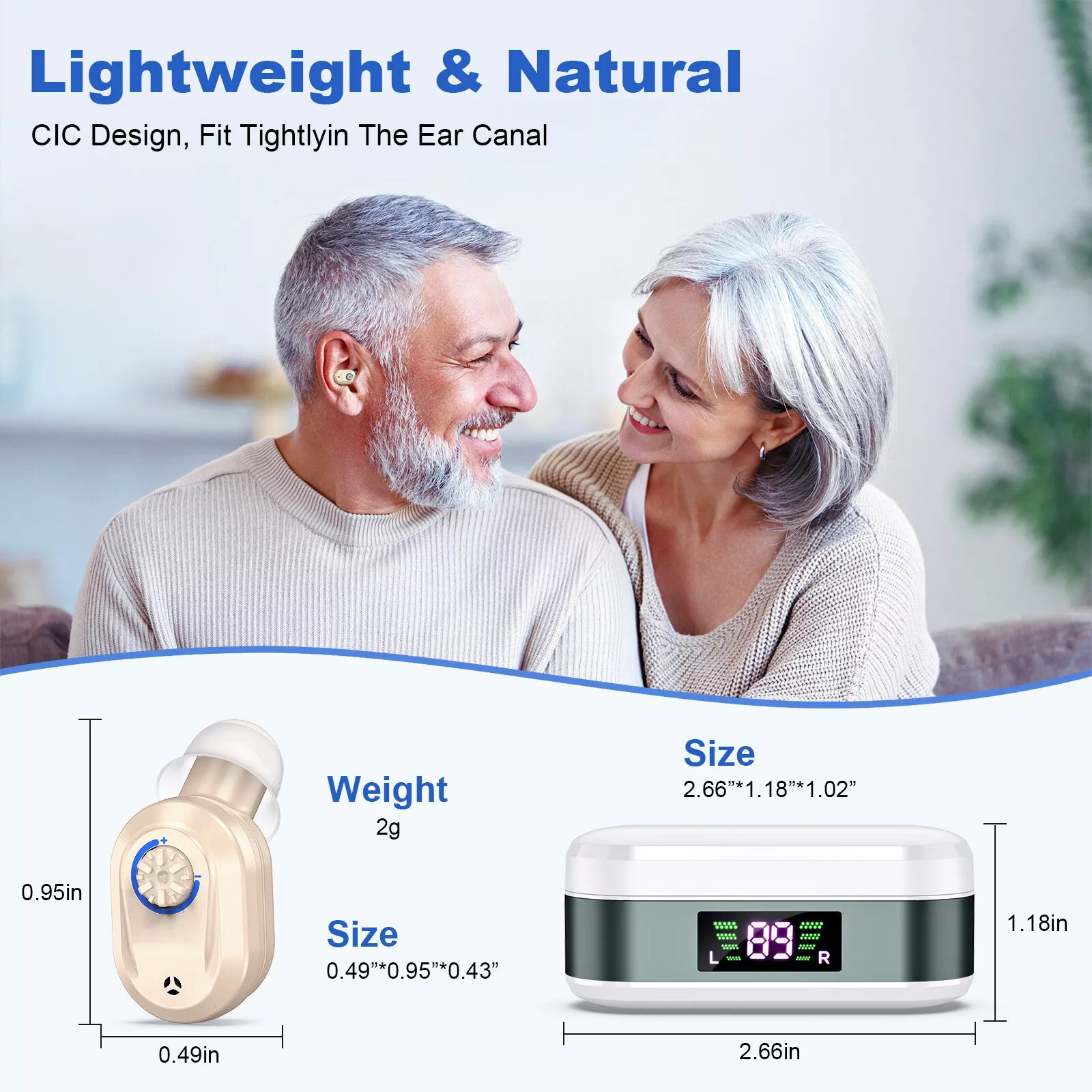 1 Pair Rechargeable Hearing Aids Digital Invisible In Ear Hearing Amplifier Aids