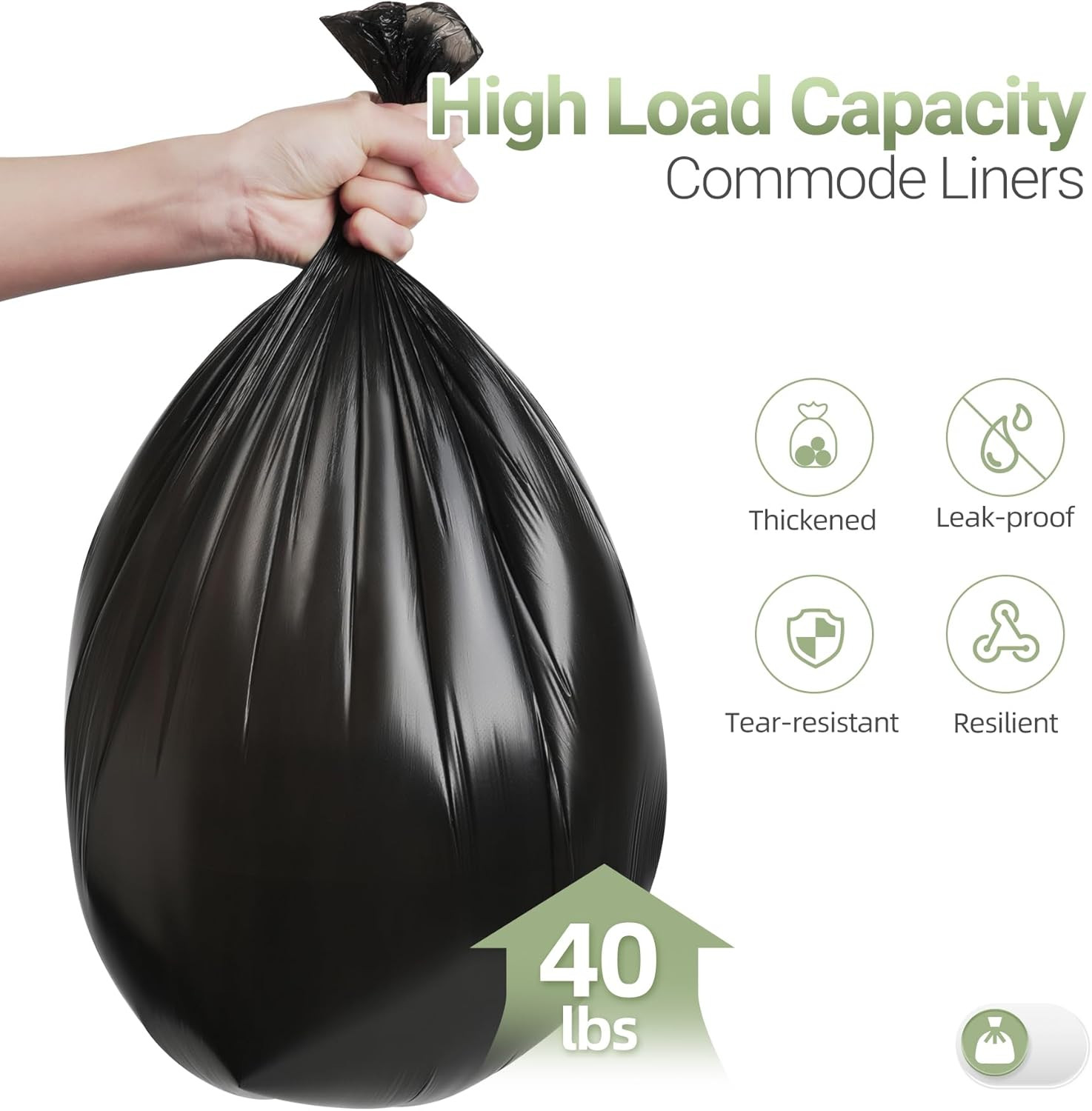 Commode Liners with Absorbent Pads, 100 Bags & 40 Pads for Standard Commode Chai