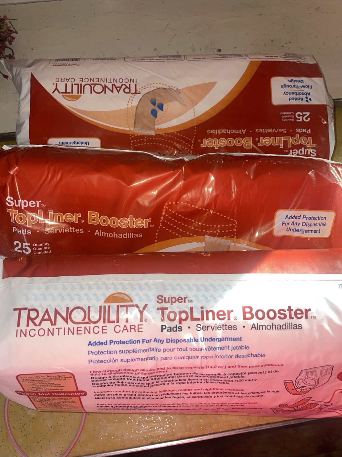 Lot Of 3 Pks Of 25 Tranquillity TopLiner Booster Pad Incontinence Care Diaper