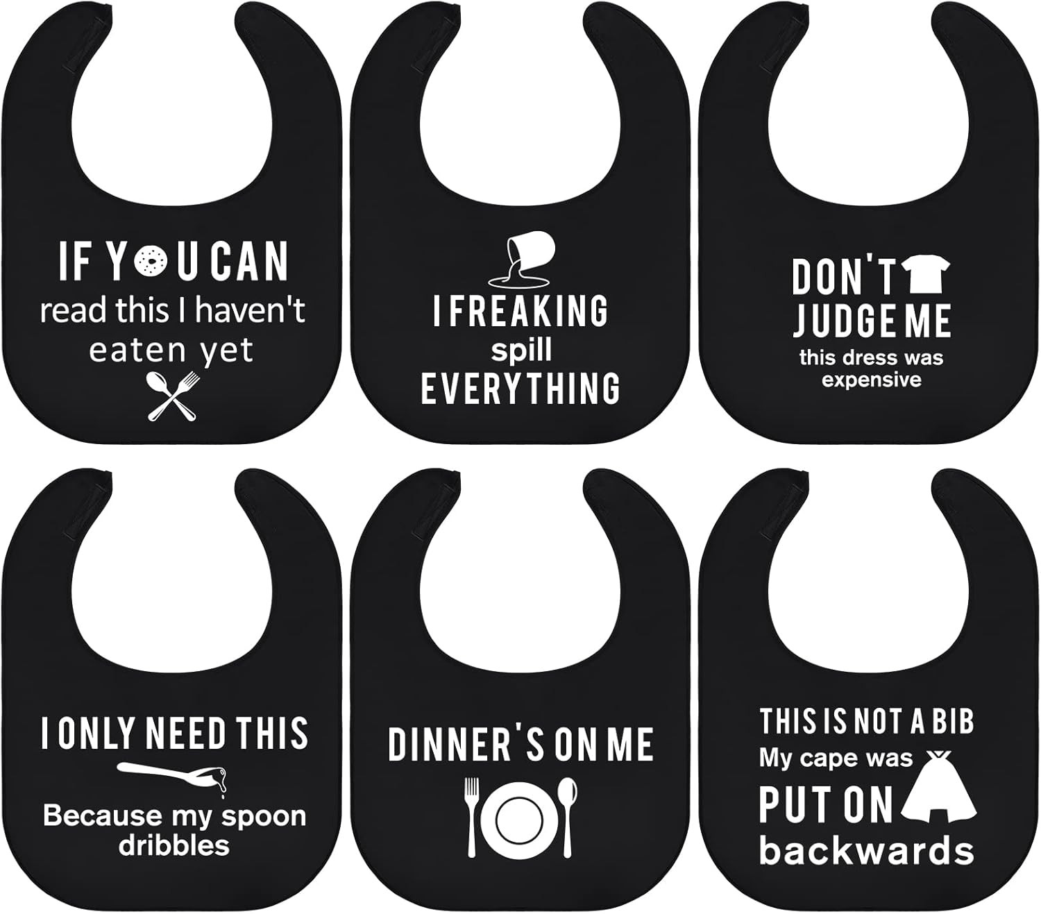 6 Pcs Adult Bibs for Women Men Funny Adult Bibs Washable Waterproof Clothing Pro