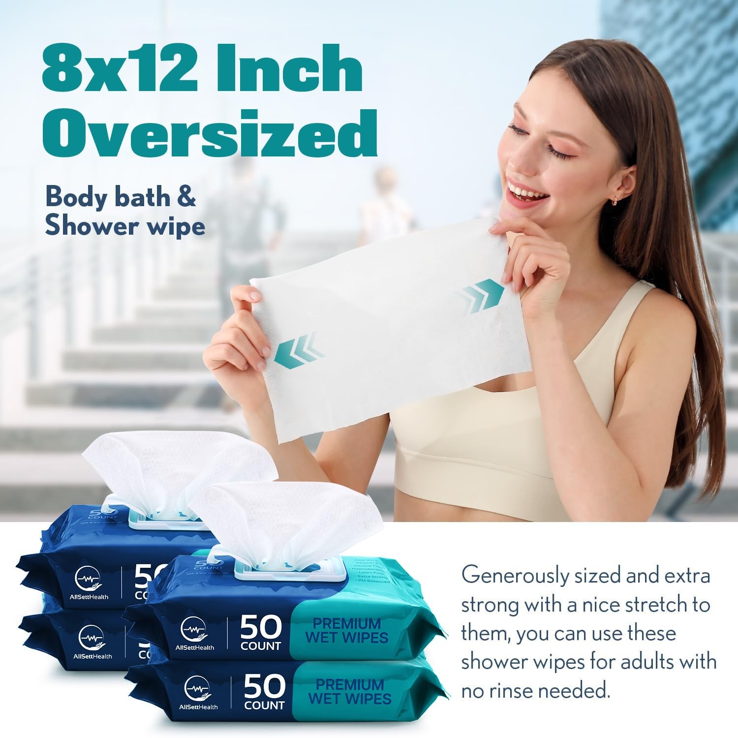 Wipes for Adults Bathing No Rinse – Adult Wipes for Elderly 8″ X 12″ (200 Count)