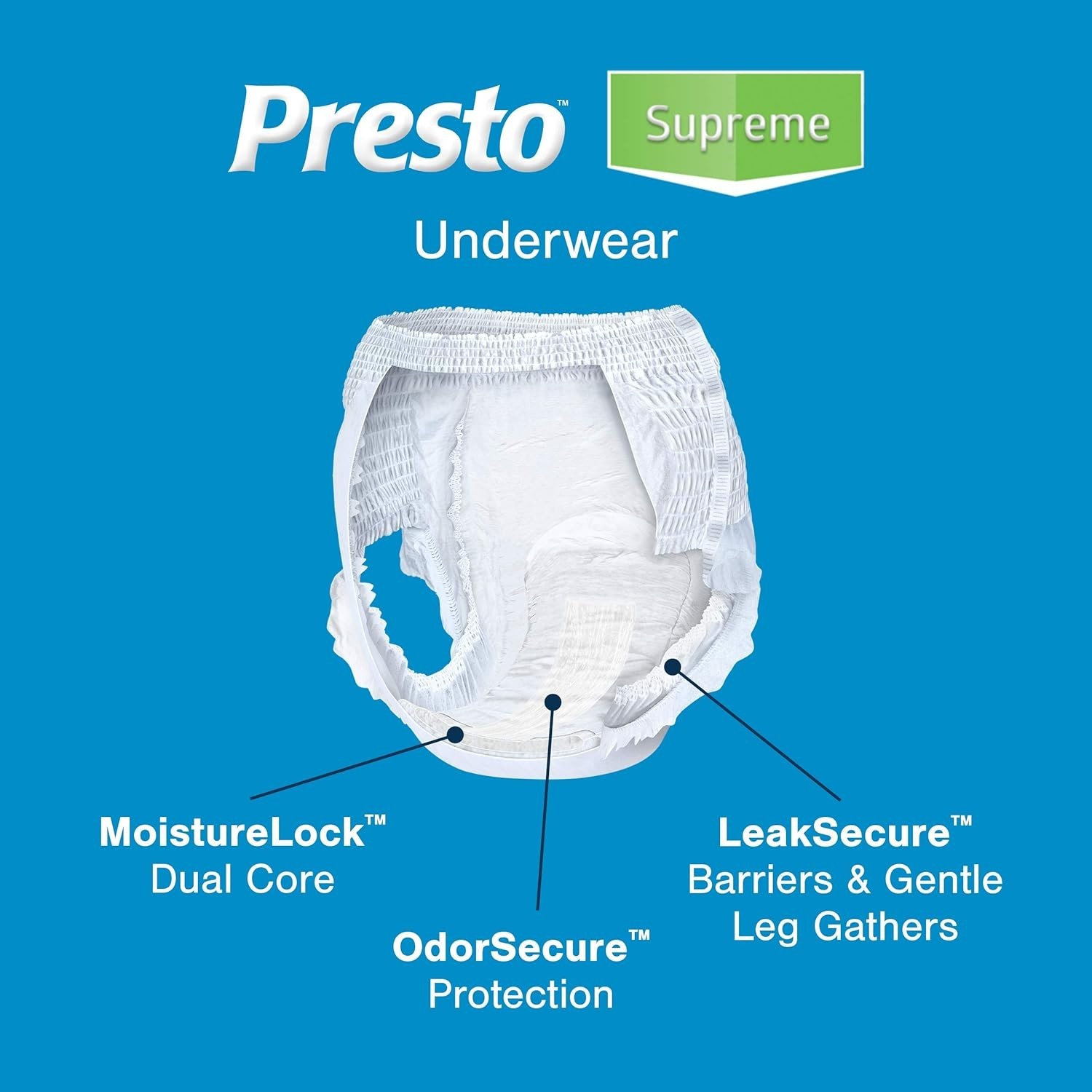 Presto Supreme Classic Protective Underwear, X-Large, 56ct (64)