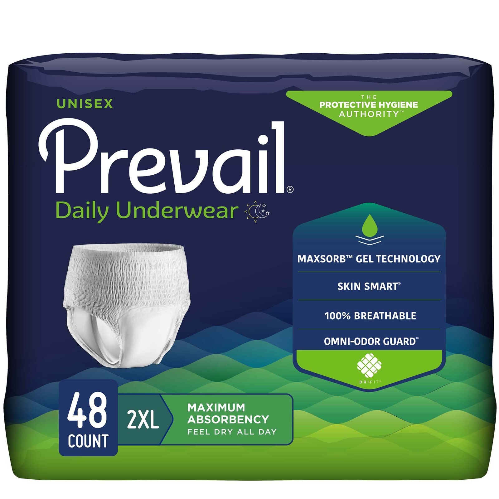 Prevail Daily Disposable Underwear Size 2XL 68″-80″ (48/CS)