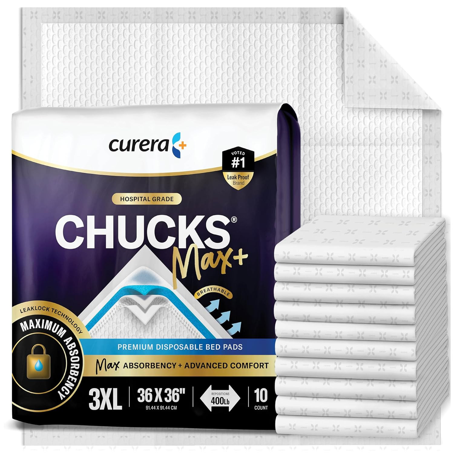 Chucks MAX+ Hospital Bed Pads Disposable Adult 36 x 36 Incontinence Pads – XXX-L