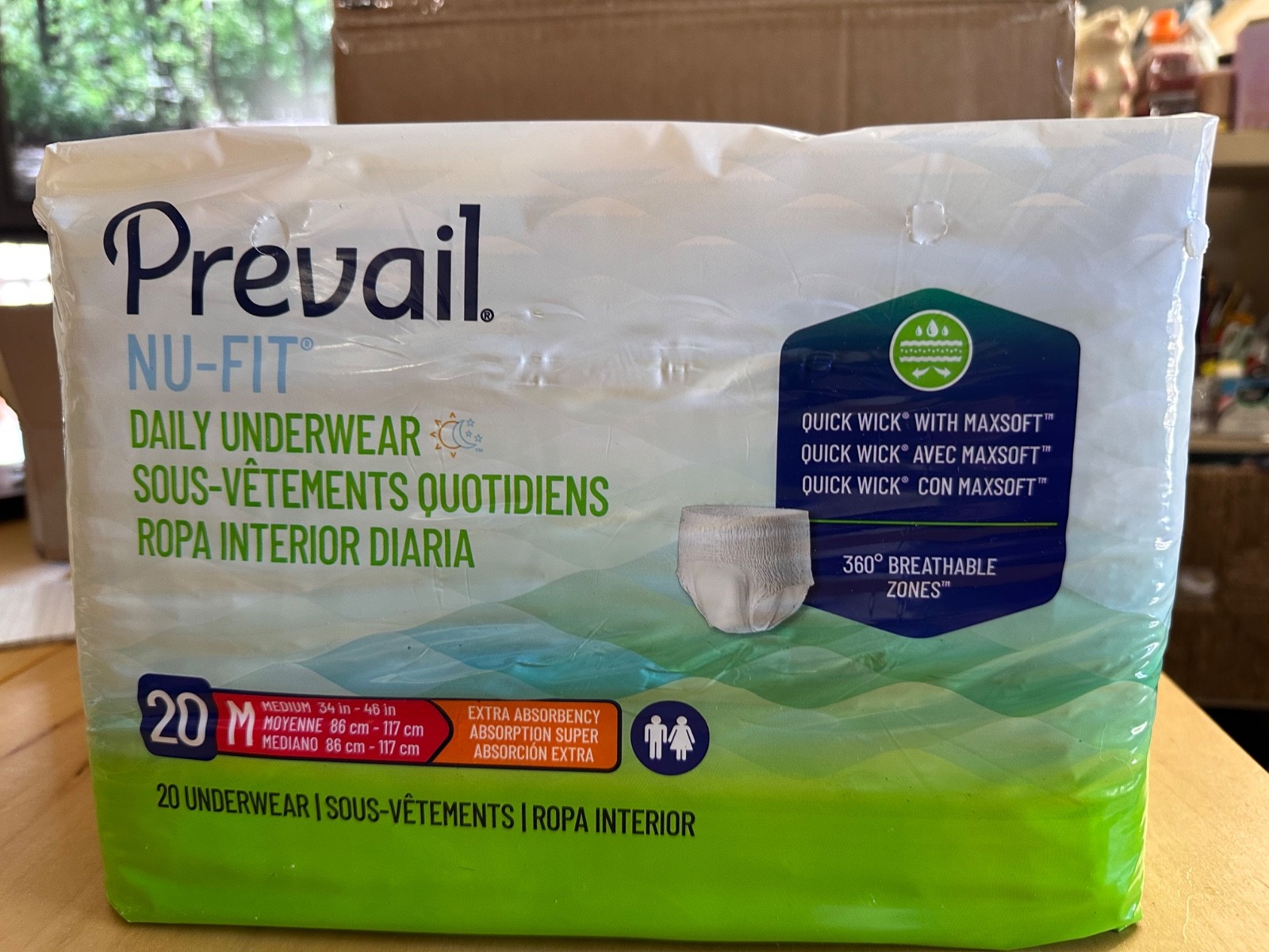 Prevail NU-FIT Daily Underwear Medium/Extra Absorbency 20 pack