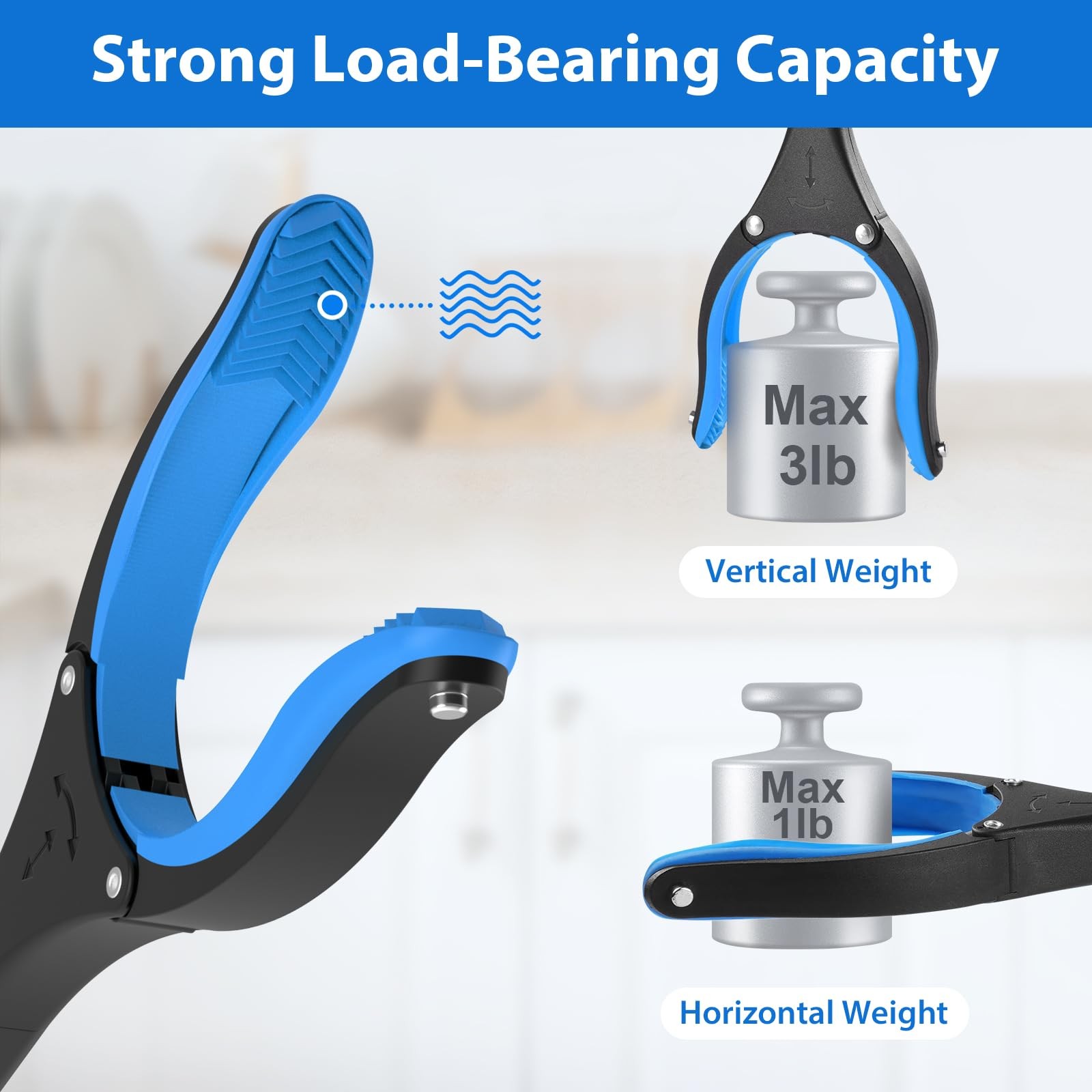 Rewkcy Grabber Reacher Tool 36 Inch Foldable Grabber Anti-Slip 360 Rotating Jaw