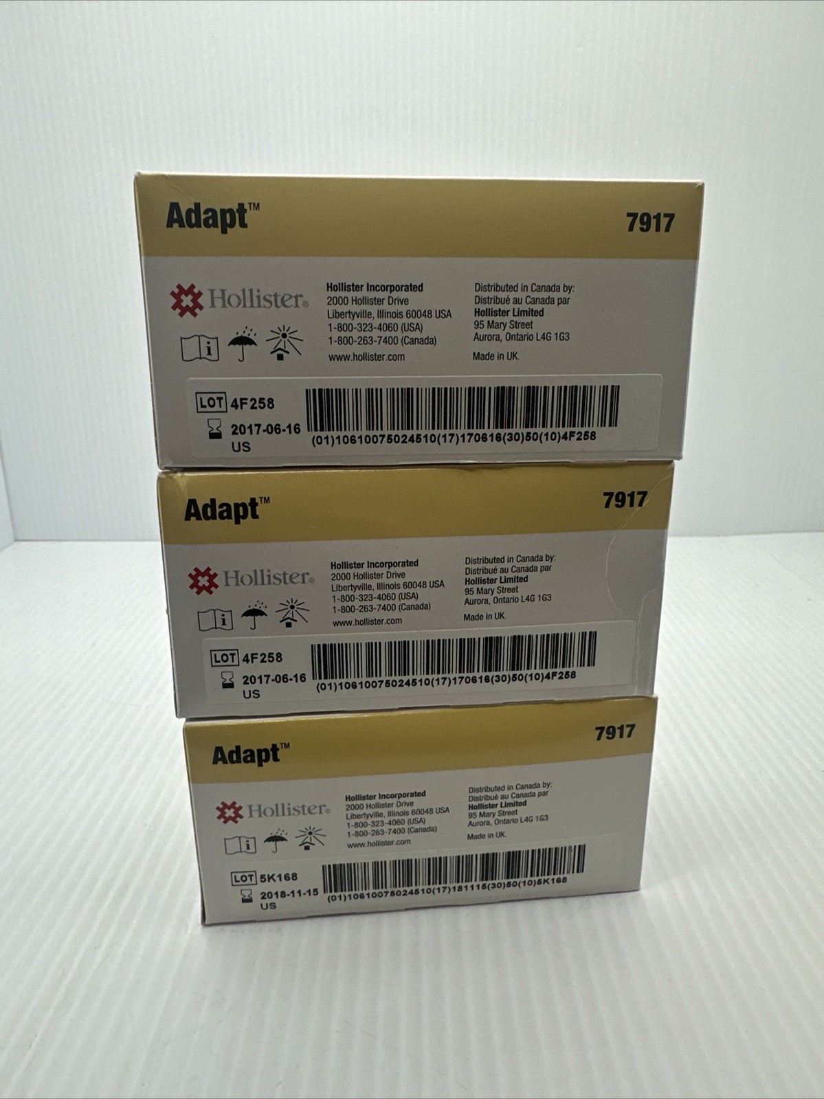 Brand new 3 boxes of 50 Hollister 7917 Adapt Skin Protective Wipes Exp : 2017