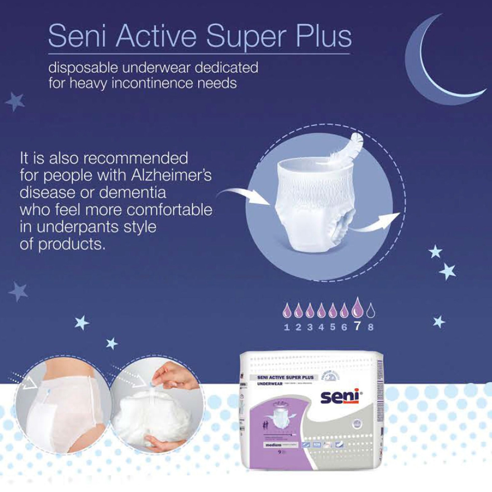 Seni Disposable Underwear Medium Heavy 9 Ct