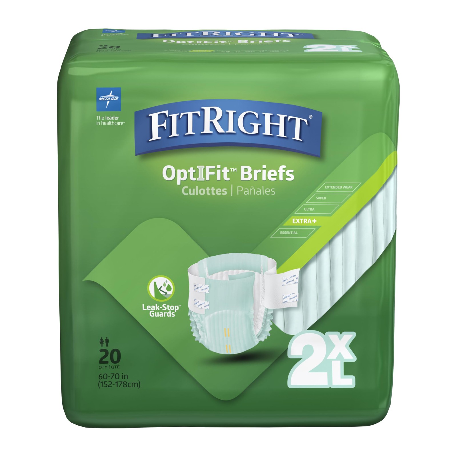 FitRight Adult Diapers, Extra+ Heavy Absorbency, 2XL Waist Size 60in-70in, 80…