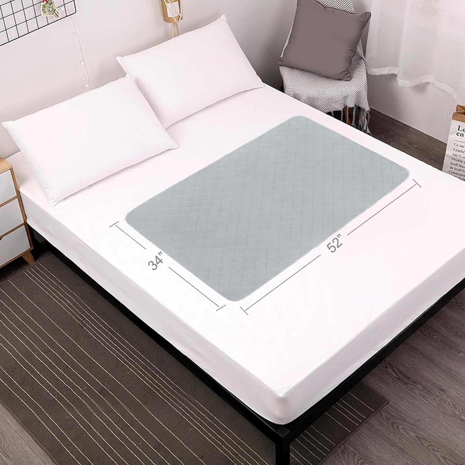Waterproof Mattress Pad, Incontinence Bed Pads Washable, Slip Resistant Washable