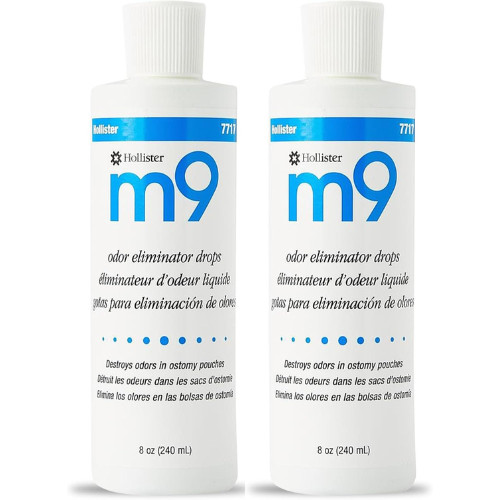 Hollister M9 Odor Eliminator Drops 8oz Bottle Unscented 7717 Ostomy Care 2 Pack