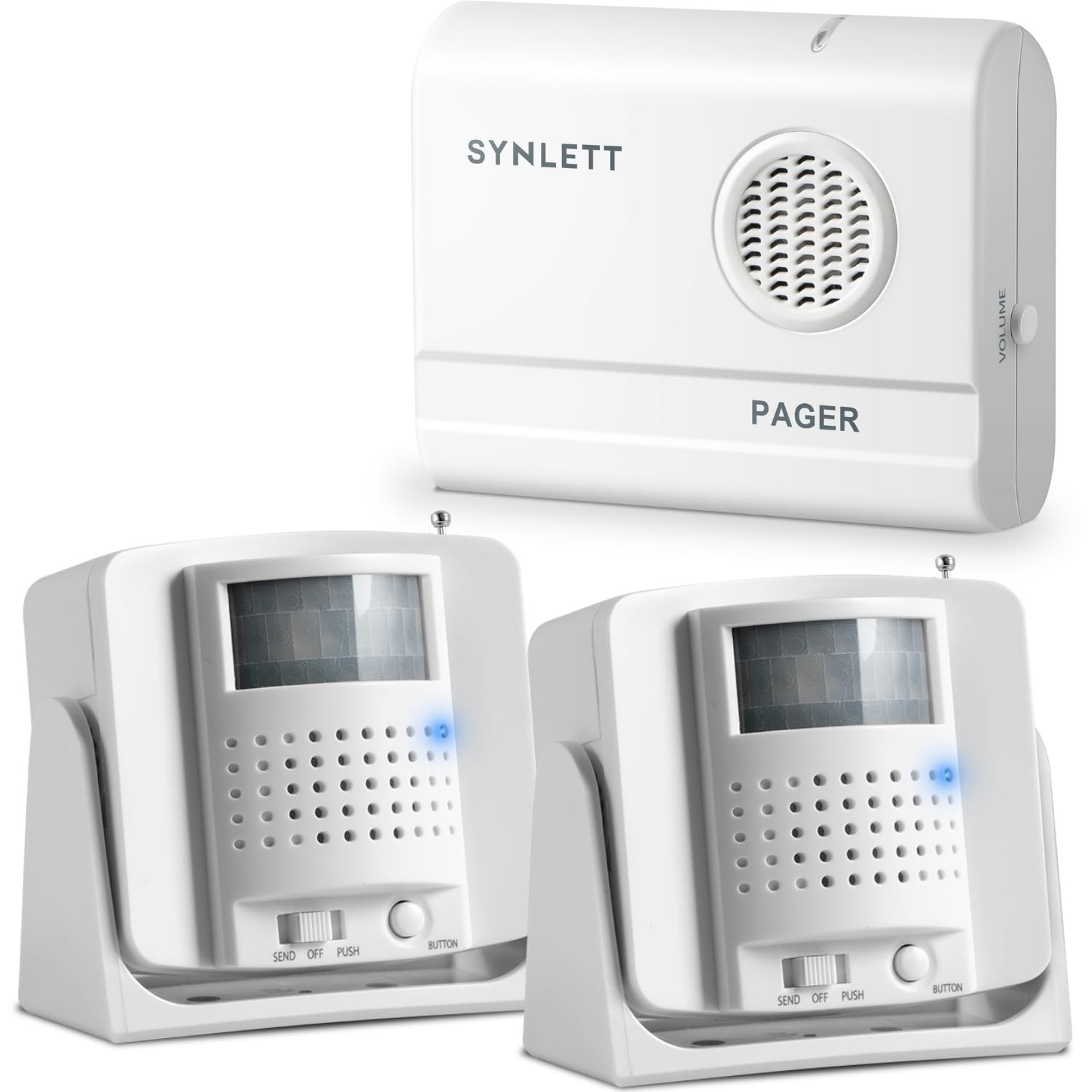 Bed Alarm Caregiver Pager with 2 Wireless Motion Sensors for Fall Prevention