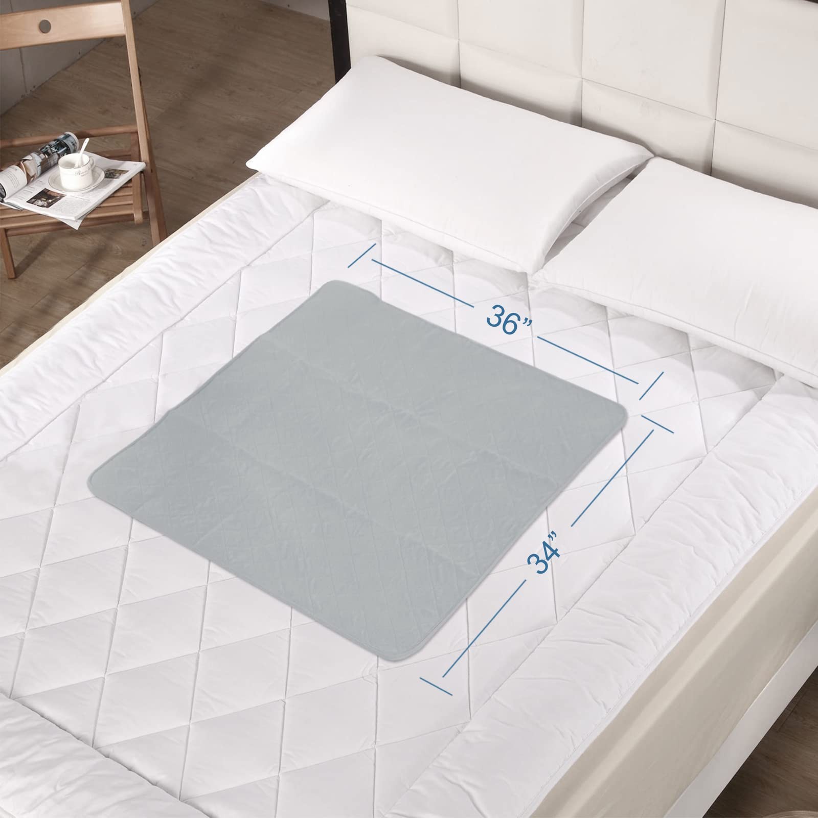 2 PCS Bed Pads Washable Waterproof 34×36 Inch Anti Slip Chuck Incontinence